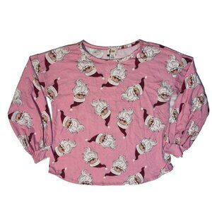 BiBi Santa Claus Santa Honey Pink Christmas Pajama Top - L - NWT Comfy Stretch